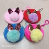 New plush wallet, fur ball wallet accessories, coin purse, children's wallet, Fur Rabbit small wallet, 8cm coin purse Specification image